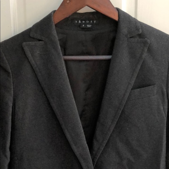 382. Ladies Theory charcoal gray wool blazer - Picture 3 of 8